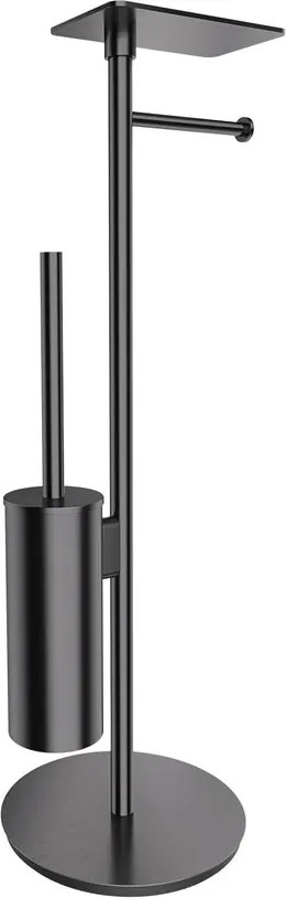 Suport hartie freestanding Omnires Modern Project cu spatiu pentru perie si raft finisaj antracit periat