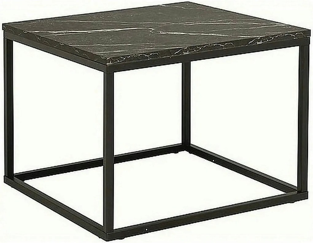 Masuta ROSSI B, negru cu efect de marmura/negru, PAL melaminat/metal,