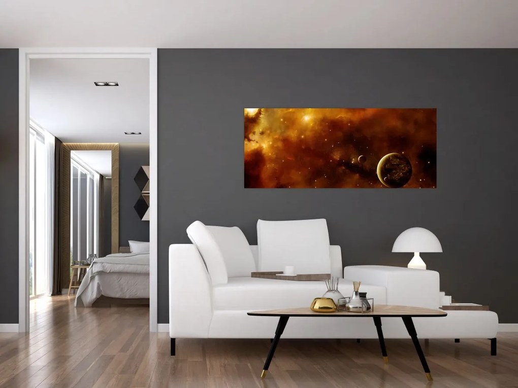 Tablou - Planete cu nebuloasă (120x50 cm)