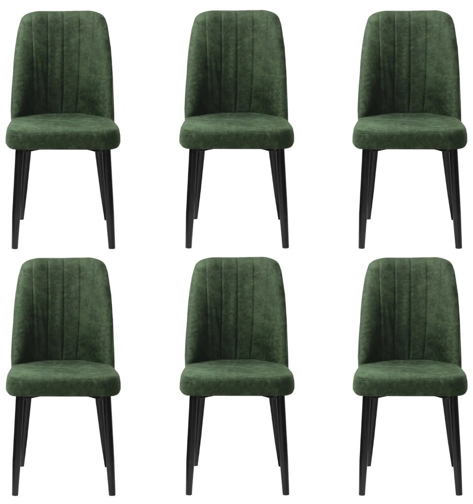 Set 6 Scaune Artemis Verde Picior Negru