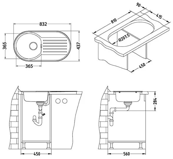 Chiuveta bucatarie inox leinen cu o cuva si picurator, dreapta, Alveus Form 40 LEINEN, Dreapta