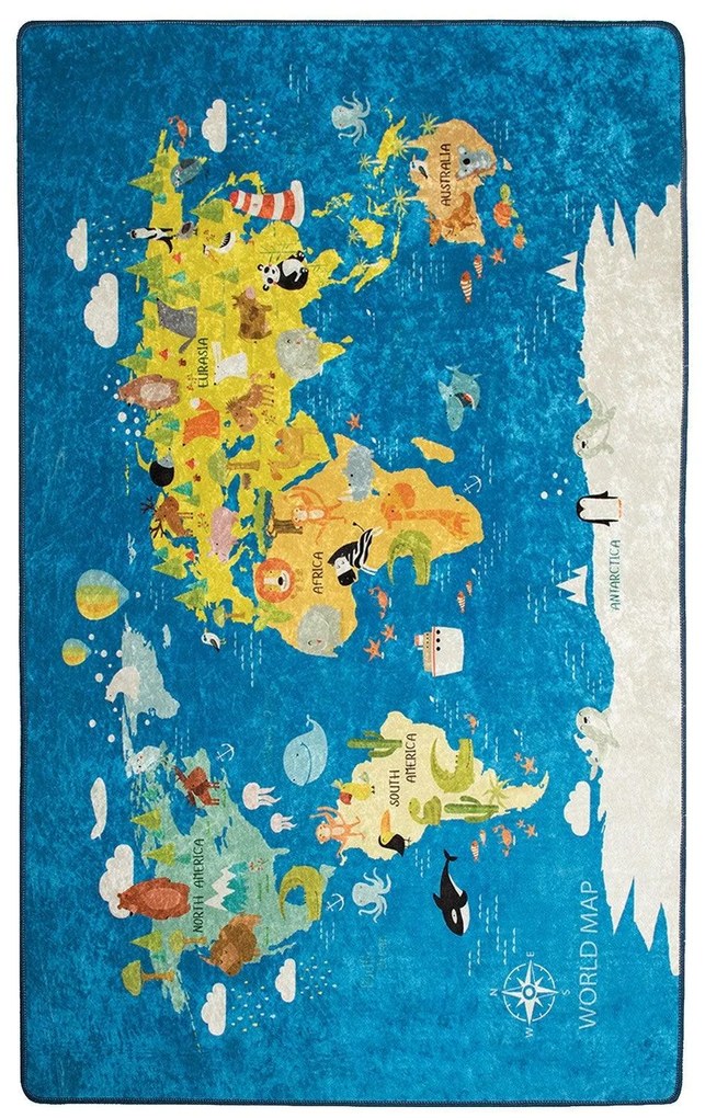 Covor de Copii World Map, Multicolor