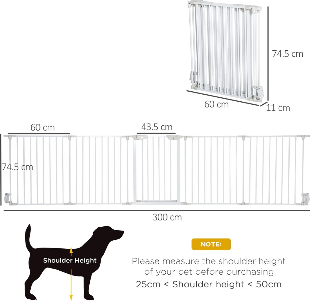 PawHut Gard Pliabil și Modular pentru Câini cu 3 Panouri Alb | Aosom Romania
