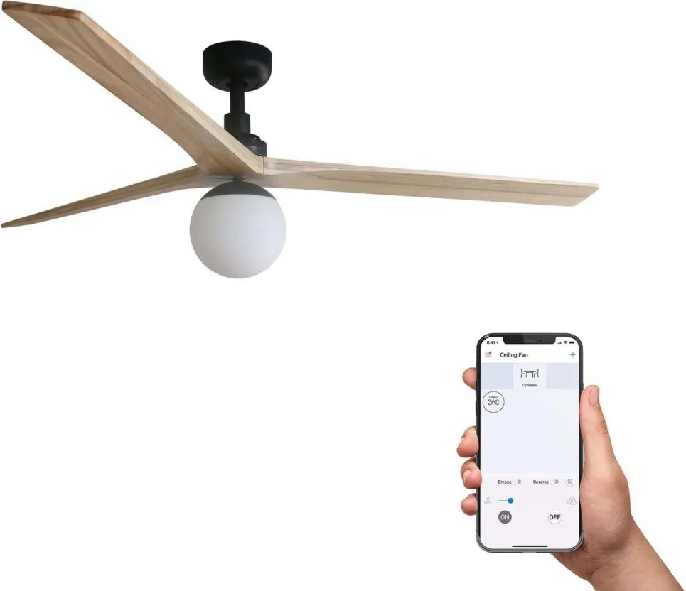 Lustra cu Ventilator Smart sisitem Tuya cu telecomanda KLIM L 150cm, negru/ pin