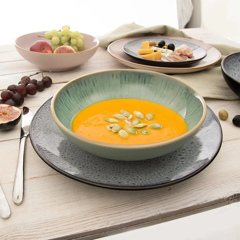 Orion Set de farfurii adânci din ceramică Glazeverde 20,5 cm, 6 bucăți