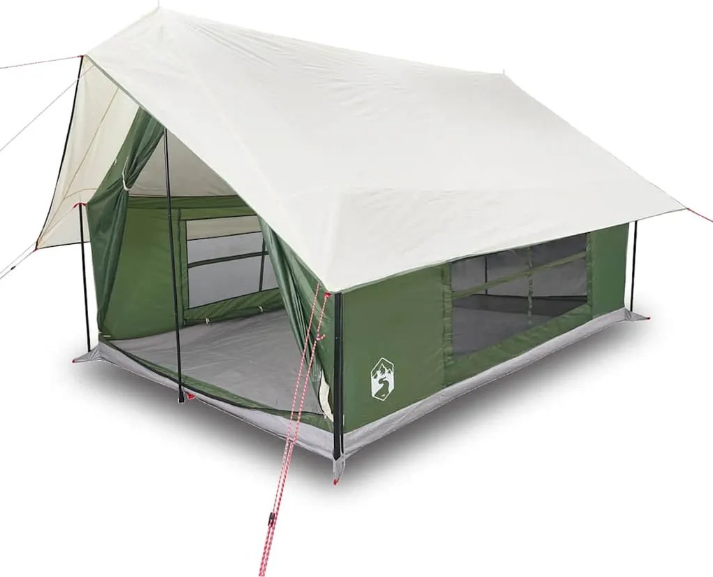 vidaXL Cort de camping pentru 5 persoane, verde, impermeabil