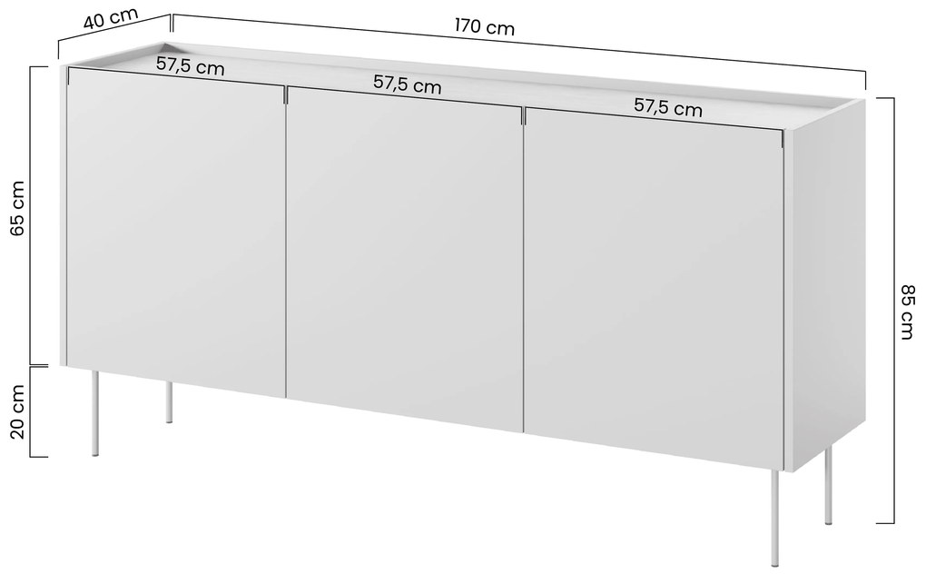 Comodă cu trei uși și patru sertare Design 170 3U4S - cașmir / stejar Nagano