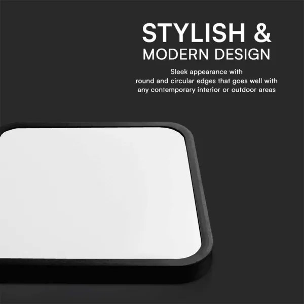 LED Plafonieră baie 48W 230V IP44 4000K 42x42 cm negru