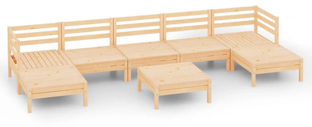 Set mobilier de gradina, 8 piese, lemn masiv de pin Maro, 1