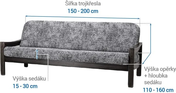 Gaico Huse bielastice MARMO gri 3fotoliu cu manere de lemn (l. 150 - 200 cm)