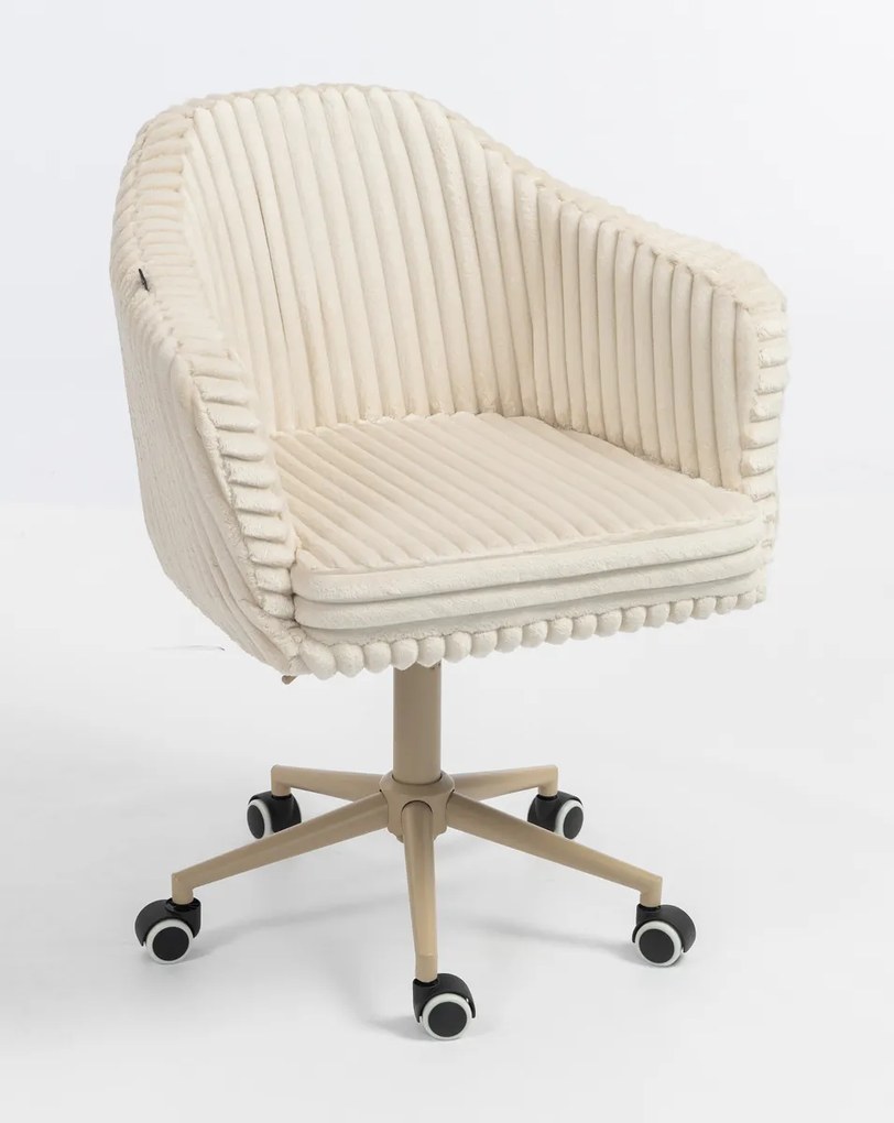 HR832K Scaun Cappuccino Teddy Cord cu Bază Crem