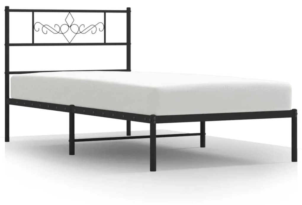 355260 vidaXL Cadru pat metalic cu tăblie, negru, 90x200 cm