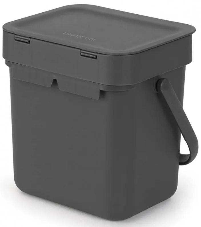 Cos de gunoi colectare selectiva Brabantia Sort&Go 1003230, 3 L, Maner, Gri închis