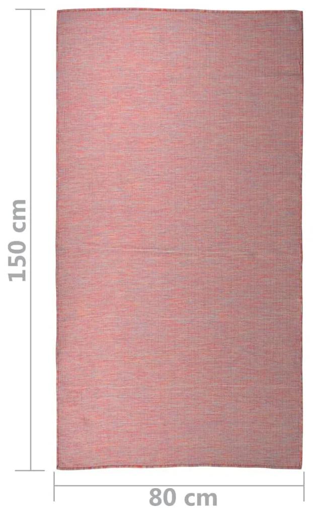 Covor de exterior, rosu, 80x150 cm, tesatura plata Rosu, 80 x 150 cm