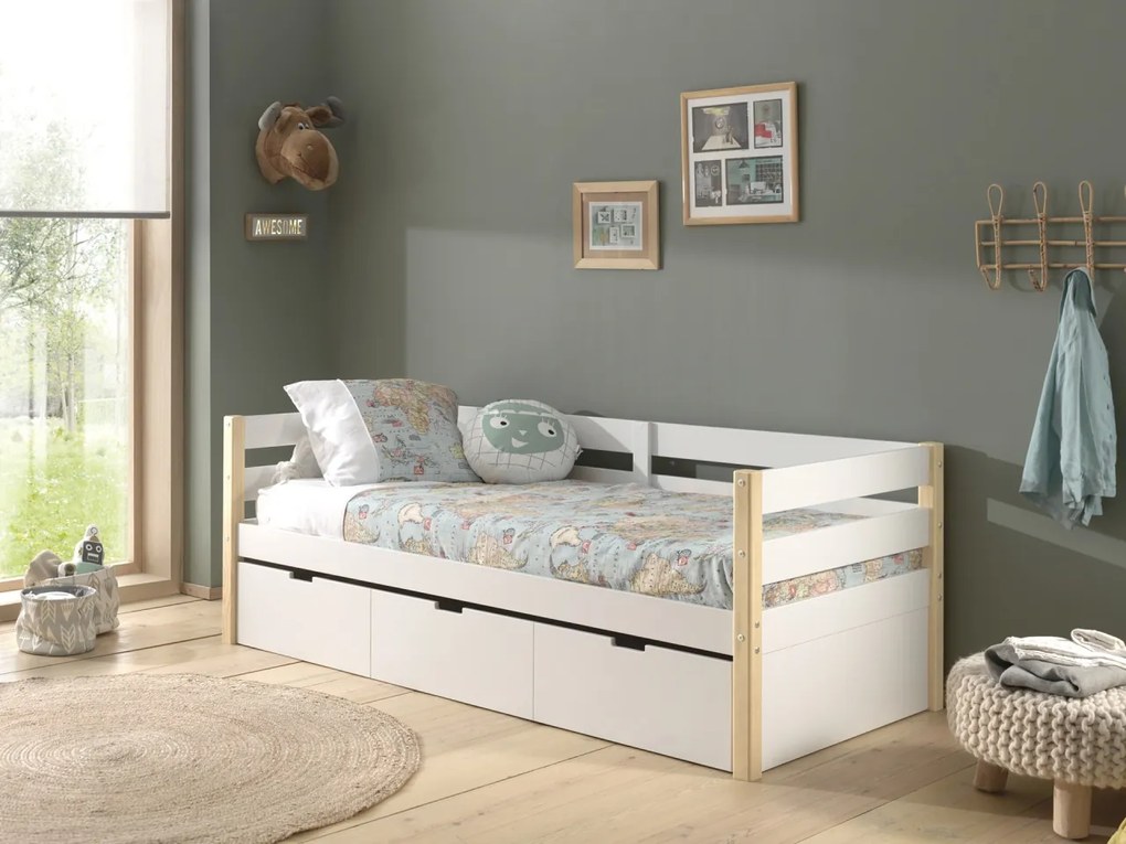 Sertar pentru pat copii MARGRIT, 90 x 190 cm, pentru spațiu de dormit sau depozitare – Vipack