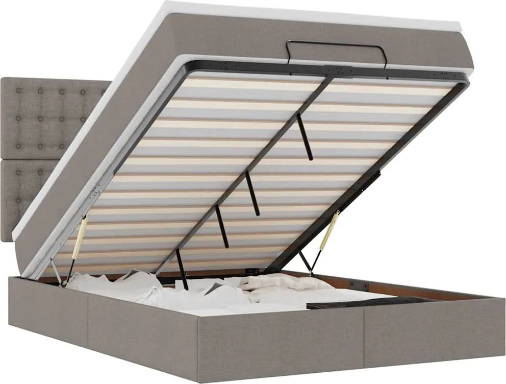 vidaXL Cadru de pat otoman cu saltea Taupe 140x190cm Material
