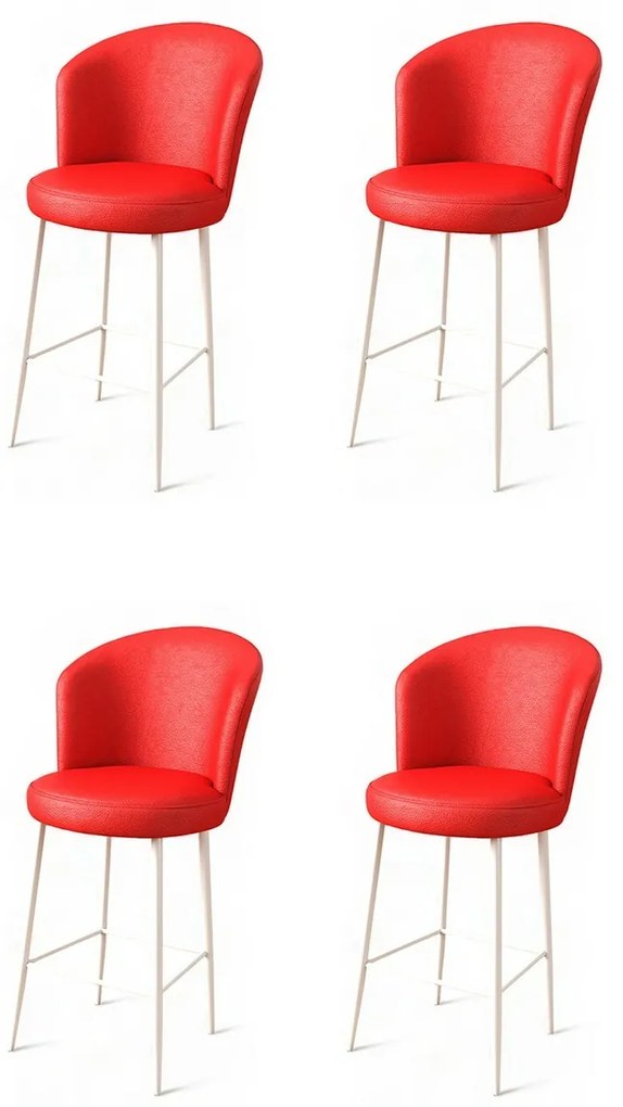 Set de scaune de bar Uras Red and White, 4 buc., 4 buc