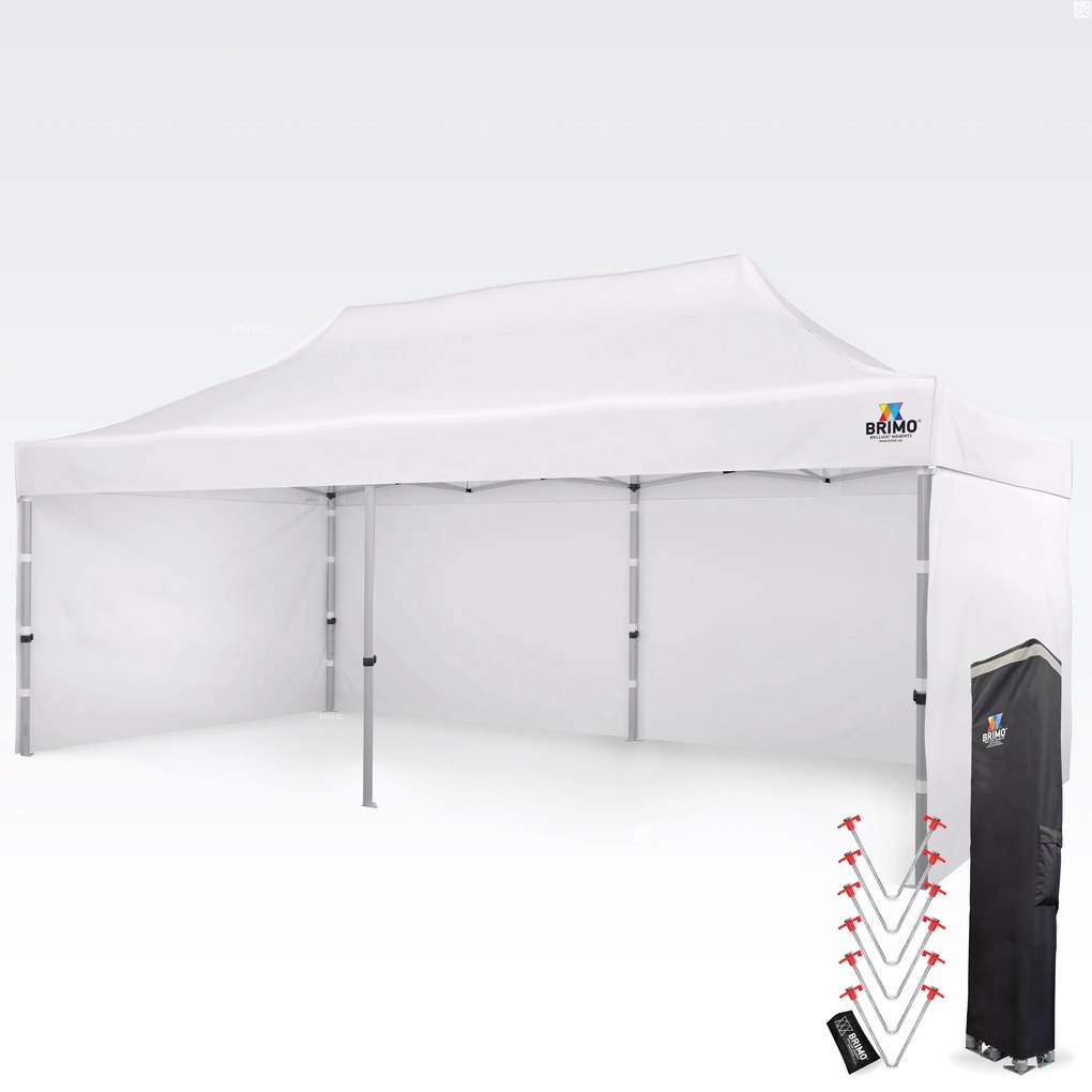 Cort tip foarfecă din aluminiu 4x8 m pentru motosport și depozit - cu 3 pereți - Alb