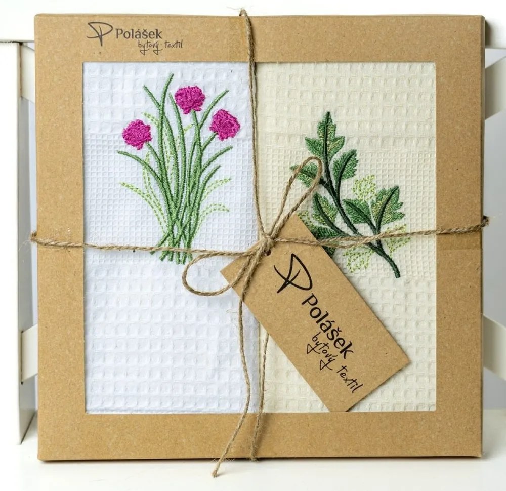 Prosoape de bucătărie waffle brodate cu motiv – Set de 2 bucăți