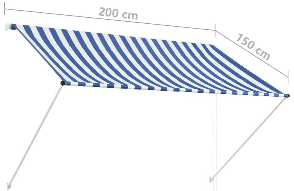 Copertina retractabila, albastru si alb, 200 x 150 cm Albastru si alb, 200 x 150 cm