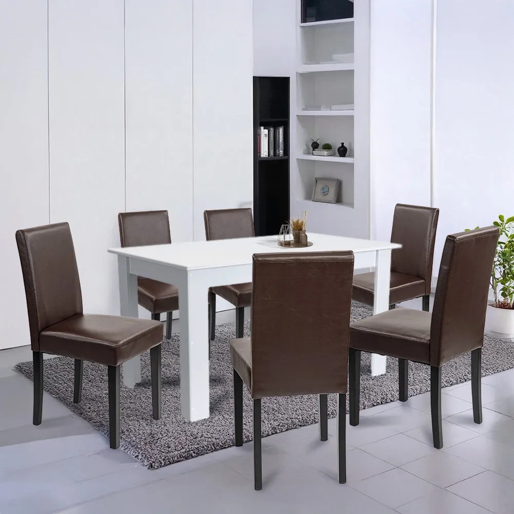 Set de masă Leon 6+1 alb-maro