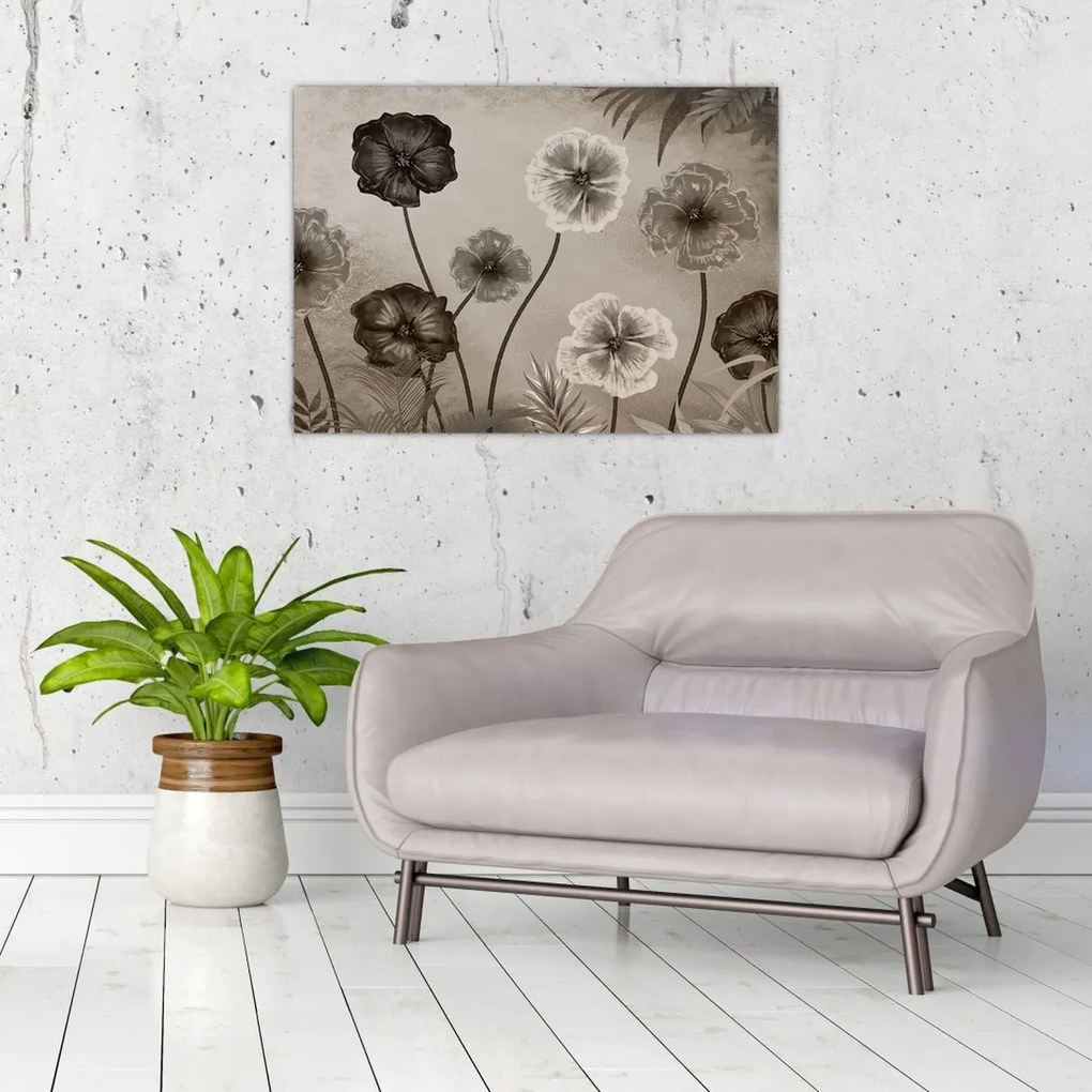 Tablou - Flori desenate (70x50 cm)