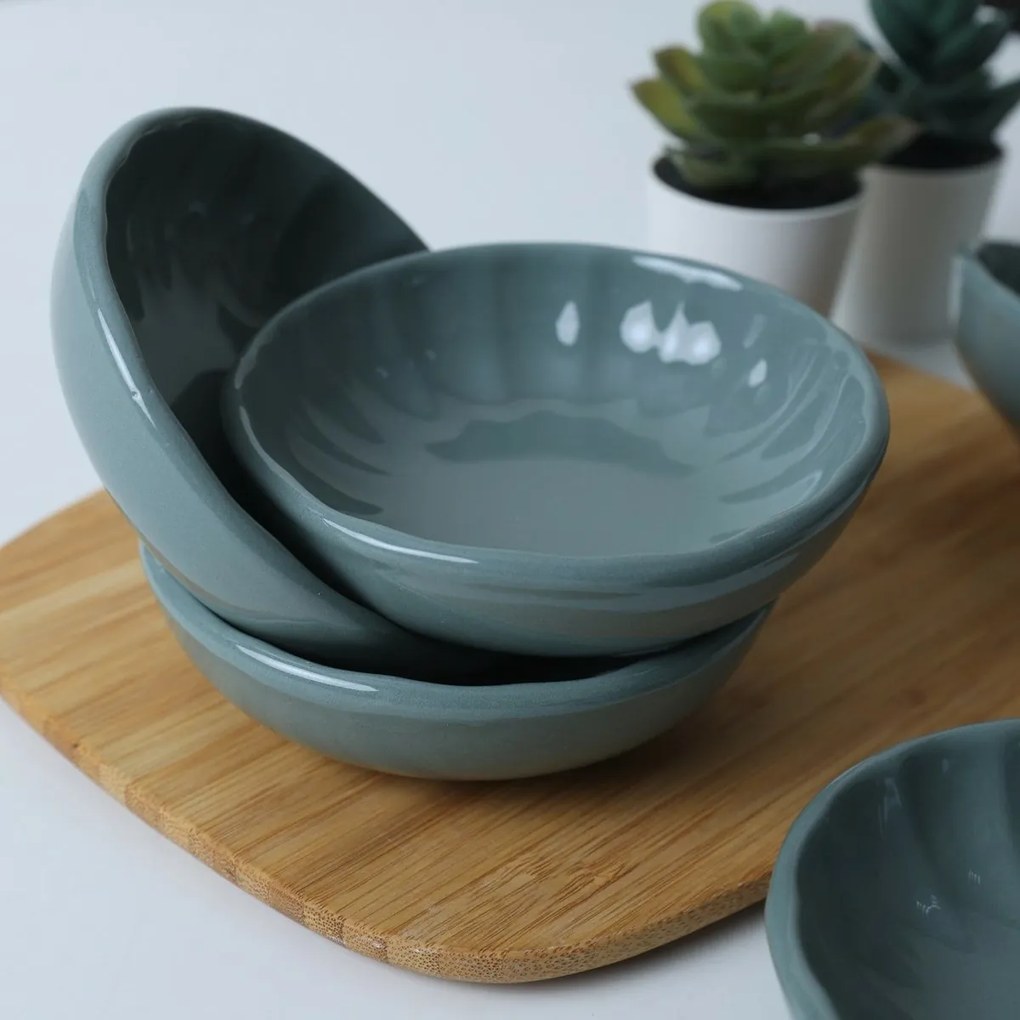 Set of 6 stoneware bowls Laguna 12 cm, petrol blue