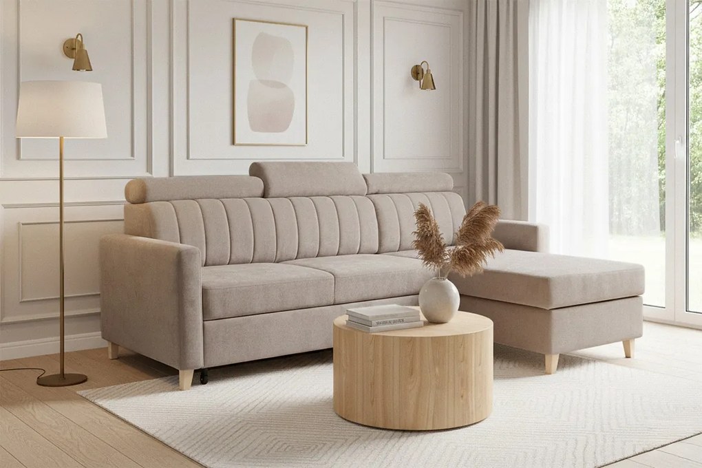 Colțar cu funcție de dormit Vario universal - bej șenil Wind 11