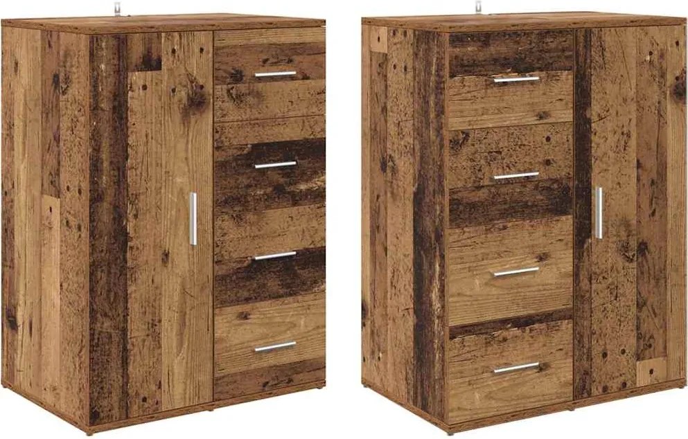 vidaXL Bufeturi Corona 2 pcs Lemn Vechi 59 x 39 x 80 cm Lemn compozit