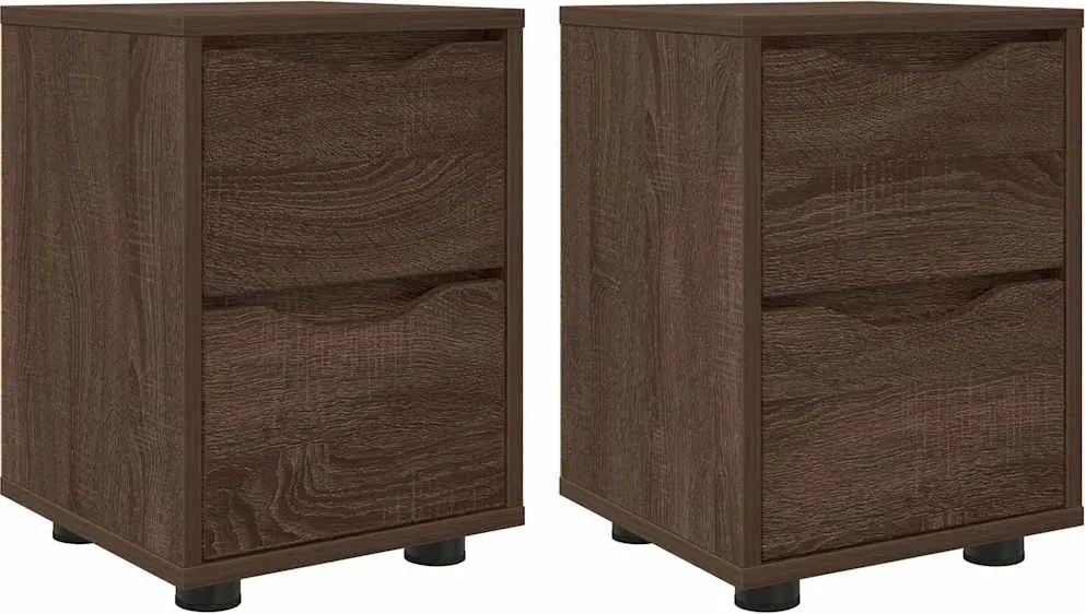 vidaXL Mese de noptieră 2 pcs Stejar închis 30,5 x 30 x 43 cm