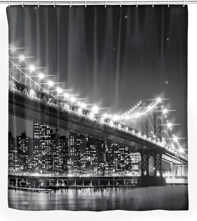 Perdea duș cu LED Wenko Led Brooklyn Bridge, 180 x 200 cm, gri
