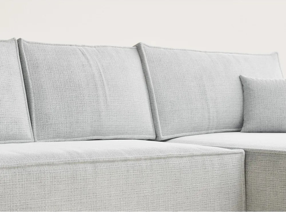 Colțar gri deschis extensibil/cu spațiu de depozitare cu tapițerie din chenille (cu colț pe partea dreaptă/cu șezlong) Maze – Maison de Rêve