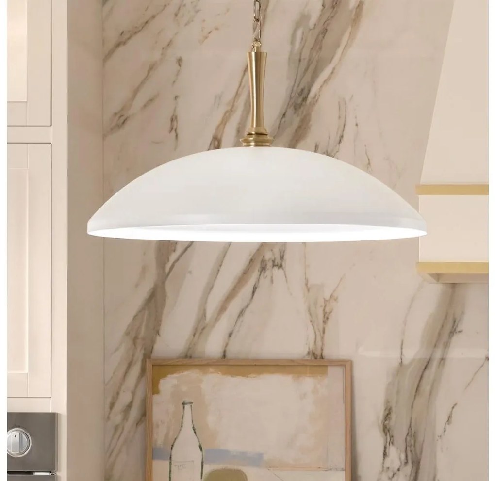 Lustră pe lanț Kichler KL-DELAROSA-P-WH DELAROSA 1xE27/60W/230V alb/alamă