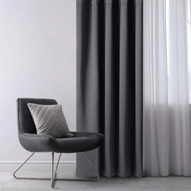 Draperie groasă blackout RESTILO grafit 140 x 245 cm set 2 buc