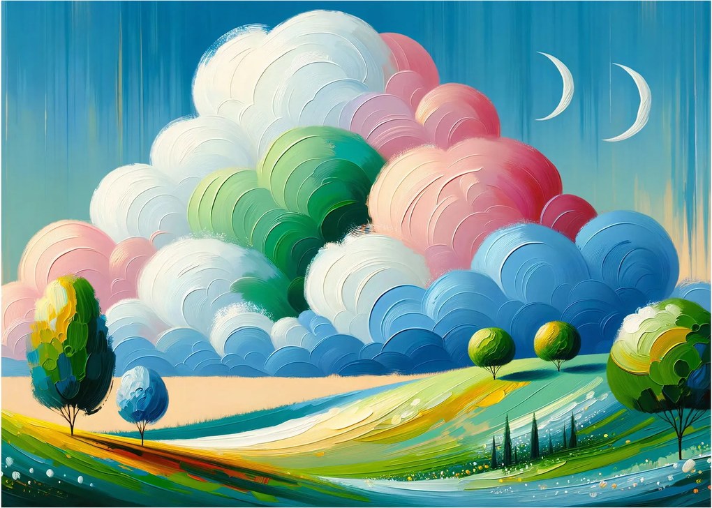 Tablou pe sticlă - Peisaj cu nor (70x50 cm)
