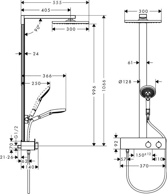 Sistem de dus Hansgrohe Raindance Select E 300, 1 jet, termostat Shower Tablet 350 crom - 27361000