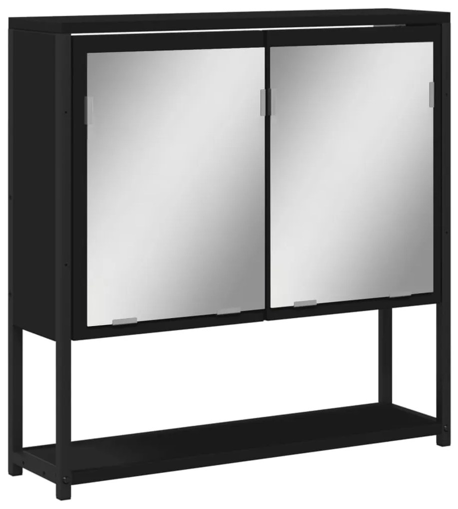 842421 vidaXL Dulap baie cu oglindă negru 60x16x60 cm lemn compozit