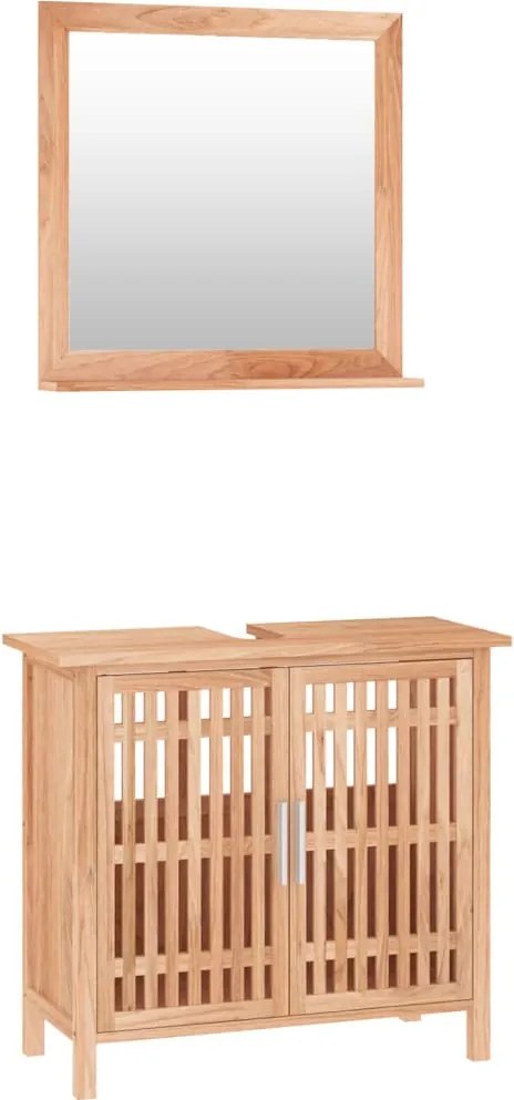 vidaXL Set mobilier de baie, 2 piese, lemn masiv de nuc