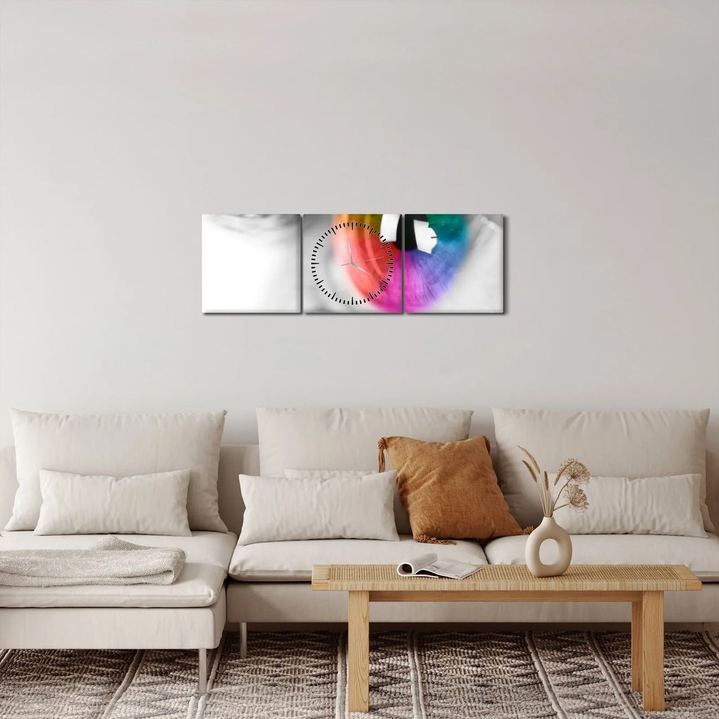Tablou - Iris din ochi (cu ceas) (90x30 cm)