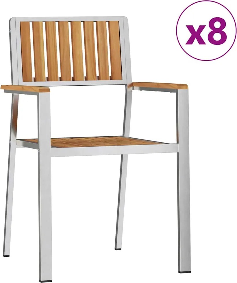 vidaXL Scaun pentru Grădină 8 pcs Maro Lemn solid de tec
