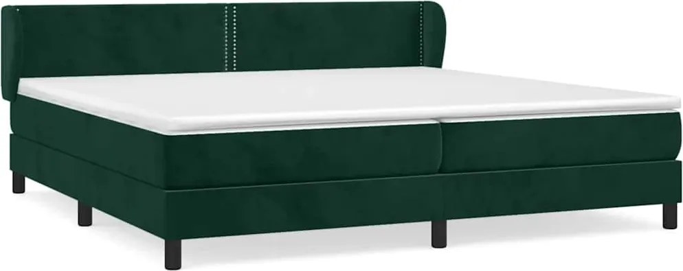 vidaXL Pat box spring cu saltea, verde închis, 200x200 cm, catifea