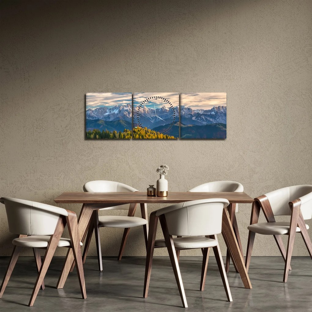 Tablou - panorama montană (cu ceas) (90x30 cm)