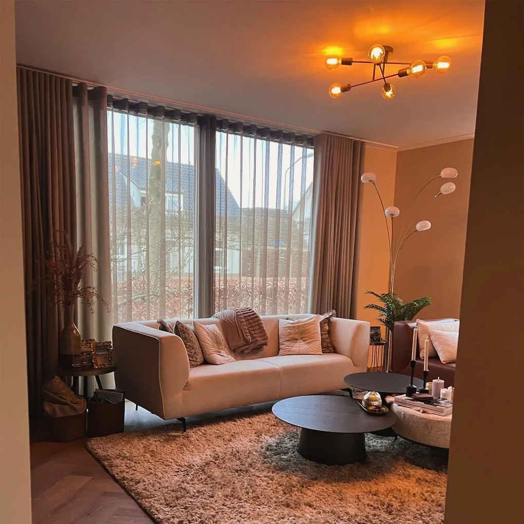 Lampa de podea de design din alamă cu sticlă opala cu 5 lumini - Sixties Marmo