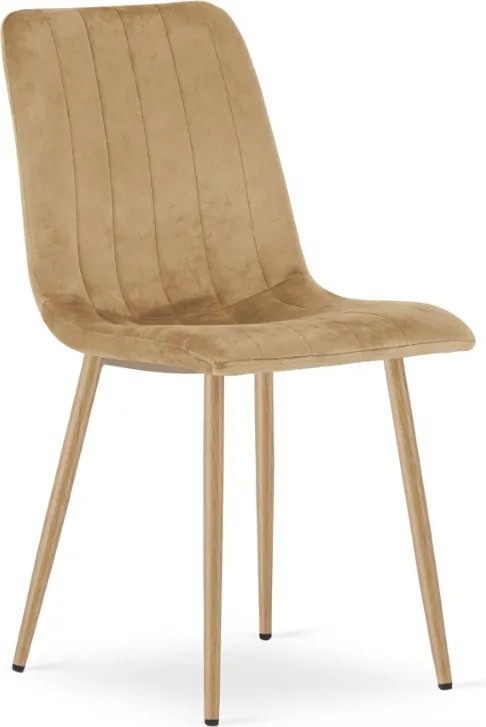 Scaun din catifea bej LAVA CAMEL BEIGE