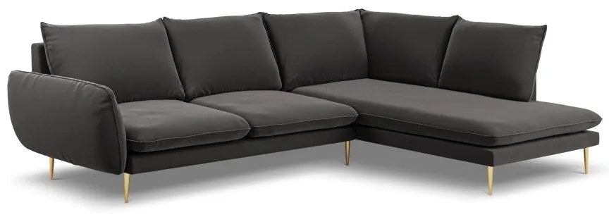 Coltar Vienna 6 locuri velvet picioare aurii L275 cm