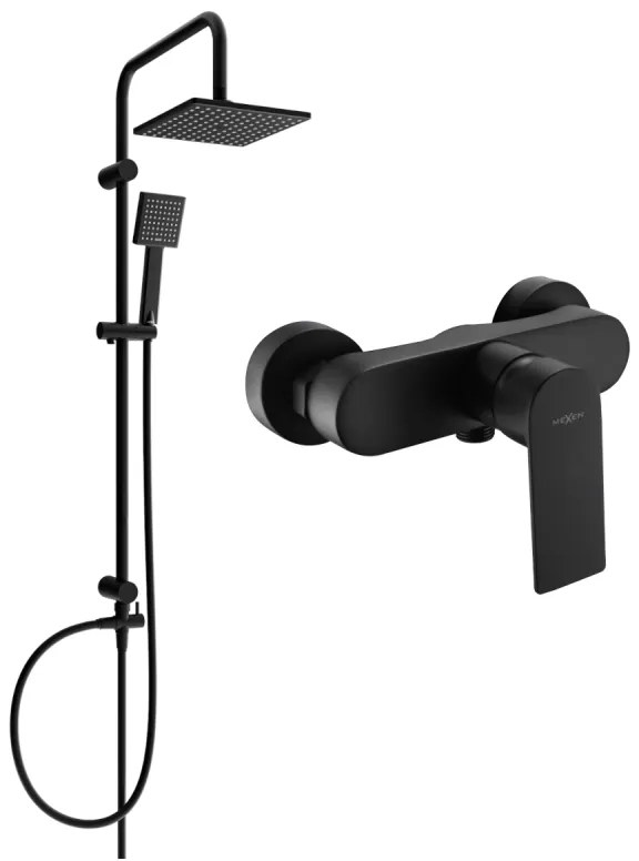 Mexen Royo Tord set de duș aplicat cu duș de tavan și baterie de duș, negru - 72240200-70
