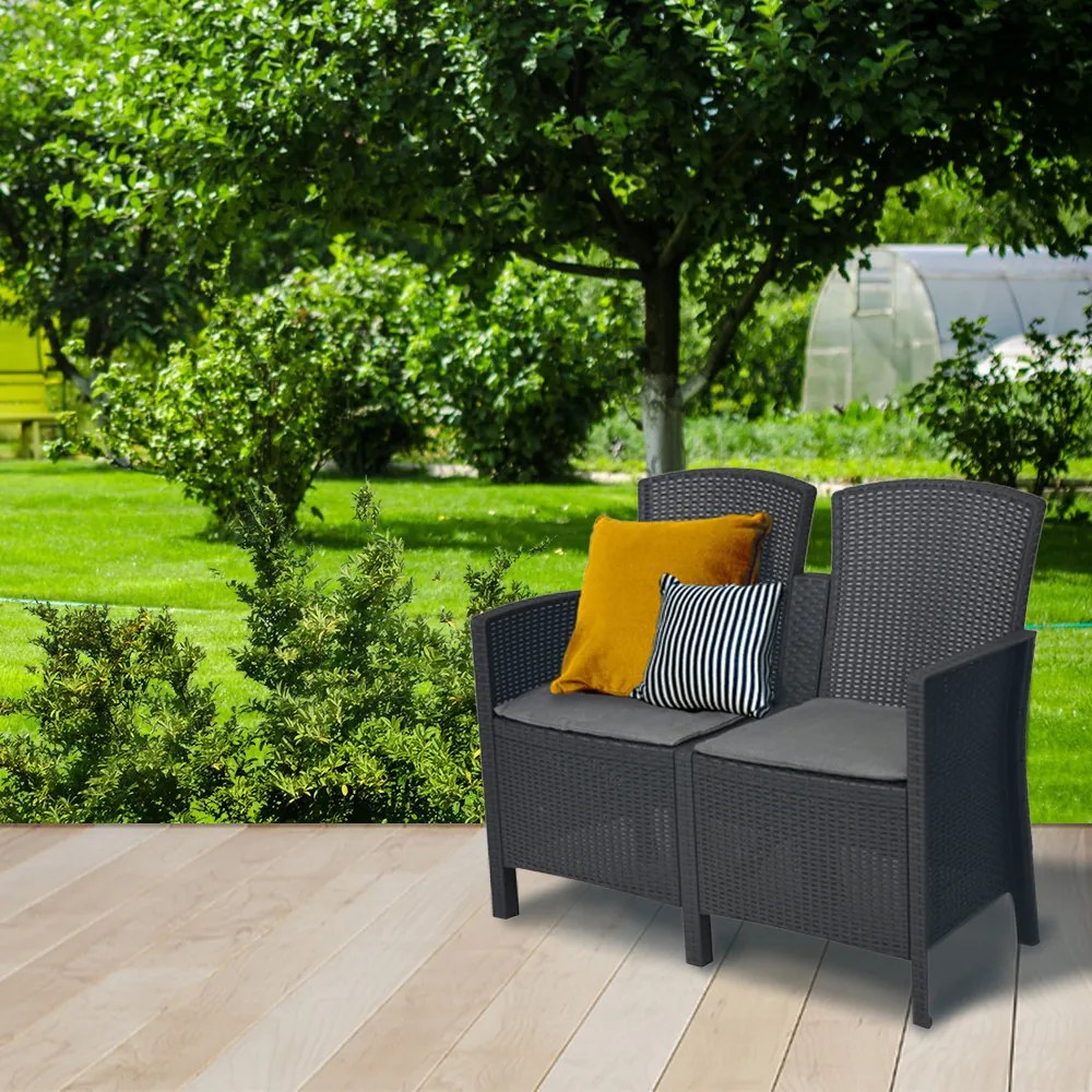 Canapea de grădină Lima cu 2 locuri, grafit