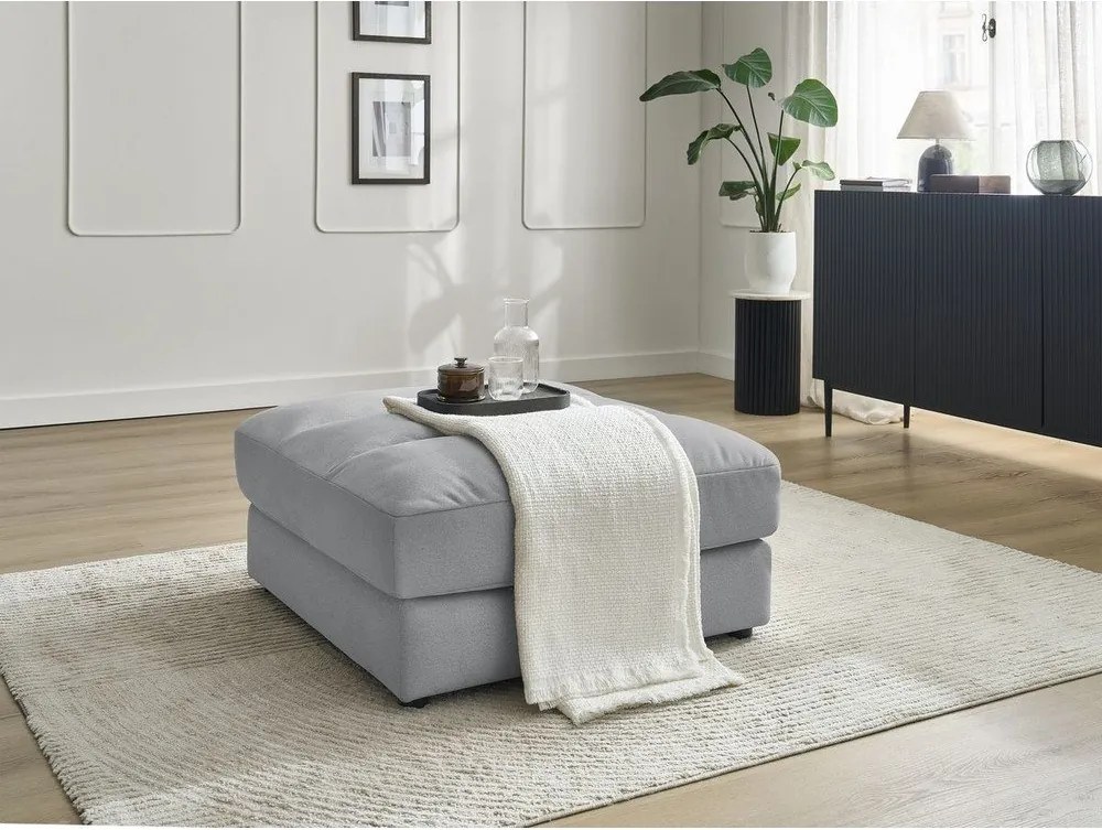 Taburet gri deschis cu tapițerie din catifea Sierra – Bobochic Paris