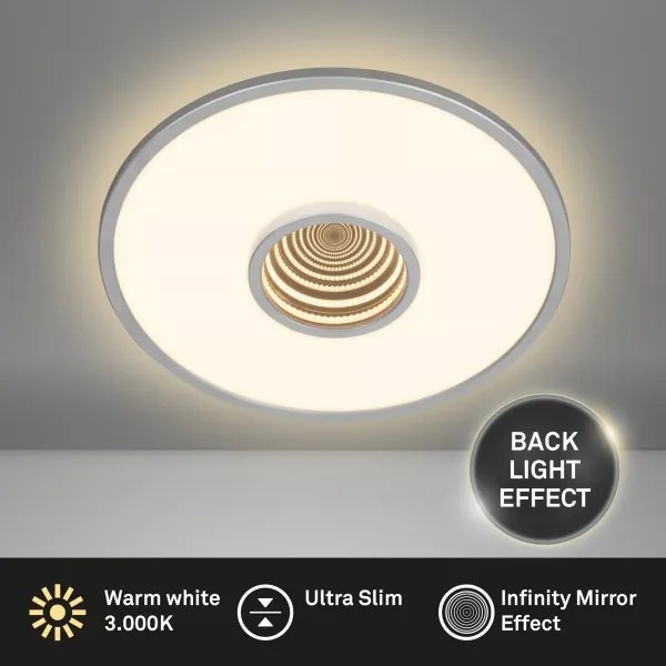 Briloner 3847014 - Plafonieră LED TORO, 18 W, 230 V, Ø 42 cm, crom mat