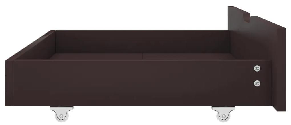 Cadru pat cu 2 sertare, maro inchis, 140x200 cm, lemn masiv pin Maro inchis, 140 x 200 cm, 2 Sertare